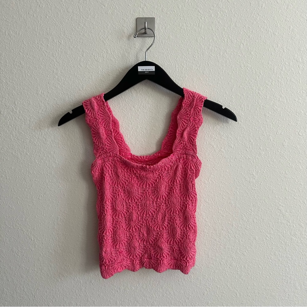 Free People Pink Textured Tank Top